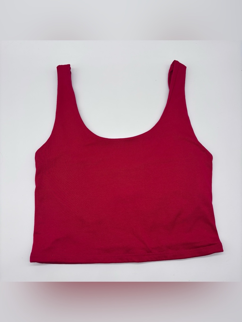Sincerely Jules Scoop Neck Crop Tank - Raspberry Red